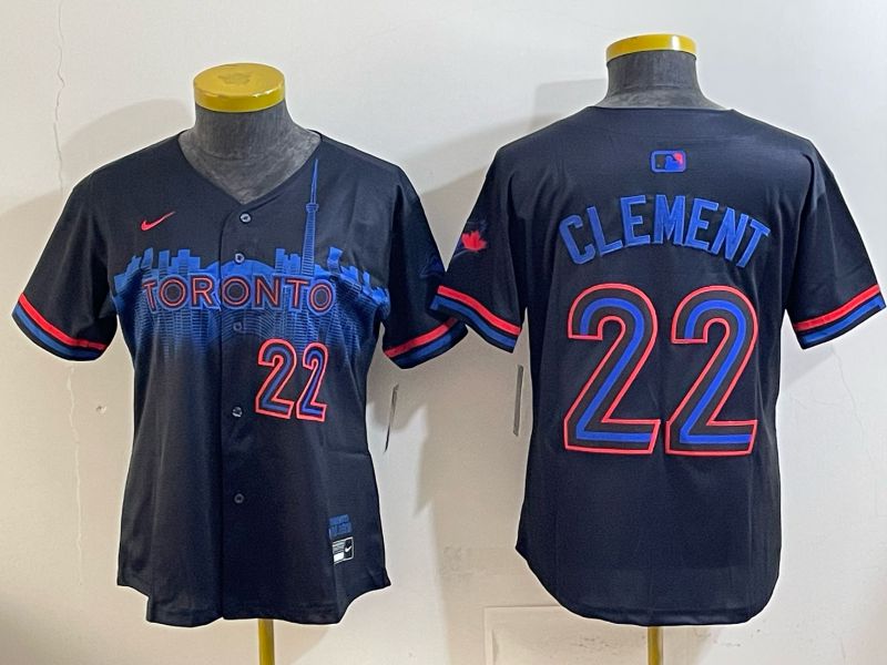 Women 2025 Nike Toronto Blue Jays #22 Clement black Game MLB Jersey 09
